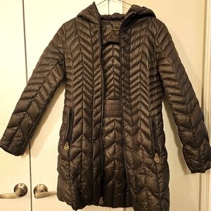 Women's Black Quilted Hooded Jacket